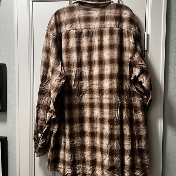 Carhartt Men Loose Fit Flannel Shirt Brown Plaid Long Sleeve 2XL - Picture 5 of 5